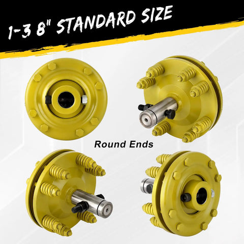 Real Deal 1 3/8 In PTO Slip Clutch Slick Round Ends Adjustable Tractor Friction Clutch Built Tough Carburized Steel in yellow finish.