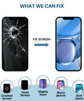 IPhone And 12 Pro Screen Replacement Kit With 6.1 Inch LCD Display, 3D Touch, Full Assembly Digitizer, HD Replacement Screen, Easy Install, Durable Glass, Not For 12 Pro Max Or 12 Mini, showing screen repair solutions for various issues like cracked screens and display problems.