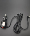 Road Ready Dual Port USB C Car Charger Pumping Out 27W Fast Charge With A Rock Solid Ninety Degree Swivel Plug And Simple Toggle Switch For Dashcams Phones And Navs Over 11.5 Feet Worth Of Cable with long black cord