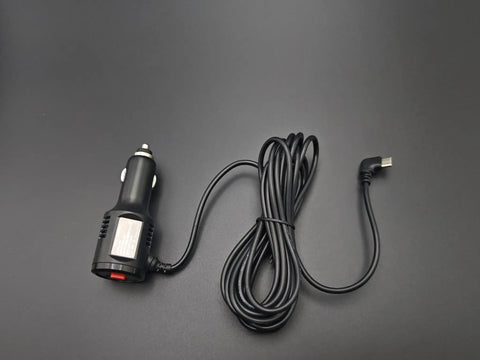 Road Ready Dual Port USB C Car Charger Pumping Out 27W Fast Charge With A Rock Solid Ninety Degree Swivel Plug And Simple Toggle Switch For Dashcams Phones And Navs Over 11.5 Feet Worth Of Cable with long black cord