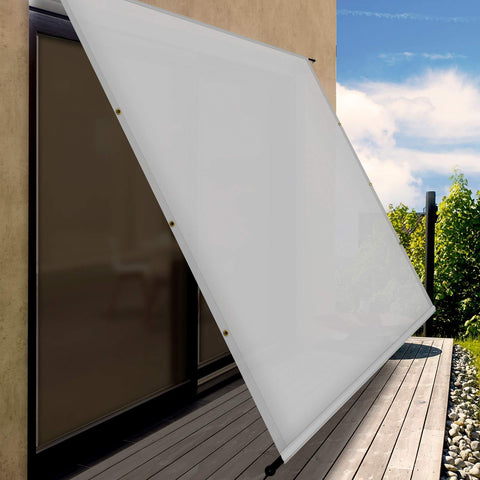 12x12 Ft Outdoor Shade Canopy Cover Waterproof UV Blocking With Grommets And Weighted Rods Breathable Heavy Duty Polyester Sun Shade installed on patio