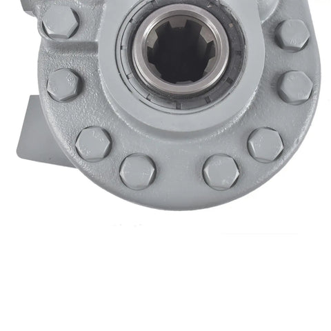 Top view of 7.4 GPM Hydraulic PTO Pump 540 RPM 2500 PSI With 6 Teeth SAE 16 Inlet And SAE 12 Outlet metallic body and bolts.