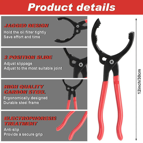 Adjustable oil filter wrench with jagged jaws from 8 Piece Auto Oil Change Kit With 4 Wide Mouth Flexible Funnels With Handles 2 Large Plastic Funnels And Adjustable Oil Filter Wrenches Plus Drain Pan For Cars And Motorcycles.