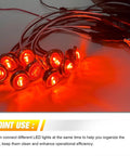 Red 3/4 Inch Trailer LED Marker Lights Kit With 20 Round Lights Chrome Trim Ring Bezels And 2 Pin Wire Harness Roll