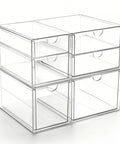 Clear Acrylic Makeup Drawer Organizer Set Of 2 With Six Drawers, Stackable Vanity And Desk Storage For Cosmetics And Craft Supplies