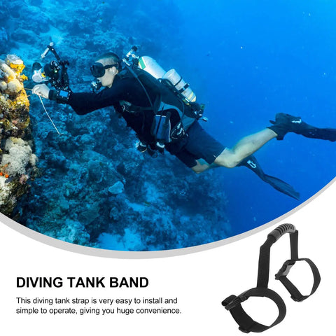 Diver using Diving Oxygen Cylinder Strap With Elastic Handle For Scuba Tanks Lightweight Air Tank Carrying Band in ocean