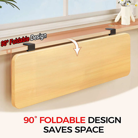 Fold Down Wall Mounted Desk Extender Tray And Side Table That Expands Your Space with 90° foldable MDF design.