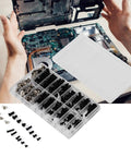 Heavy Duty Alloy Steel Computer Screw Kit 360 Piece Assortment Featuring M2 M2.5 M3 Cross Heads for PC Case with organized screws.