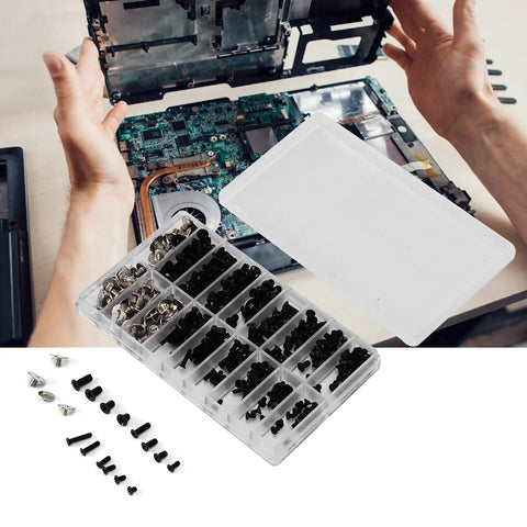 Heavy Duty Alloy Steel Computer Screw Kit 360 Piece Assortment Featuring M2 M2.5 M3 Cross Heads for PC Case with organized screws.