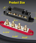 High Current Power Distribution Block Bus Bar For 48 Volt Systems, Four Five Sixteenths Inch Posts, Six Number Eight Screws, size shown