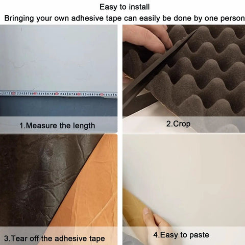 High Density Pyramid Acoustic Foam Panels With Peel And Stick Application For A Badass Home Studio Sound Treatment That Squashes Echoes And Smooths Your Audio Vibes Totally Stress Free installation steps measuring cutting and applying.