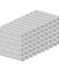 Prime Grade 2mm X 15mm Stainless Steel Dowel Pins 60 Pack arranged in rows, showcasing sturdy peg supports for woodworking.