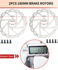 Two 180mm brake rotors with thickness measurement for Four Piston Hydraulic Disc Brake Set For EBikes And Mountain Fat And Road Bikes.