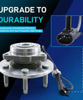 Front Wheel Bearing And Hub Assembly For 2007 To 2014 Cadillac Escalade ESV EXT 4WD AWD And 2007 To 2013 Avalanche Silverado 1500 Suburban 1500 Tahoe Heavy Duty Front Hub Replacement with ABS ring
