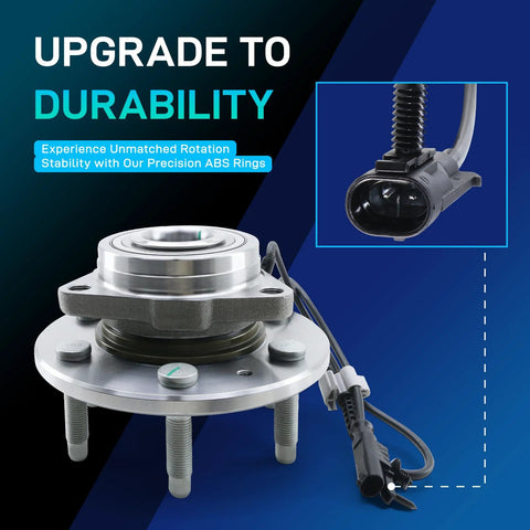 Front Wheel Bearing And Hub Assembly For 2007 To 2014 Cadillac Escalade ESV EXT 4WD AWD And 2007 To 2013 Avalanche Silverado 1500 Suburban 1500 Tahoe Heavy Duty Front Hub Replacement with ABS ring