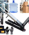 Upgraded Electric Stair Climbing Dolly With Powerful 850W Motor And Thick Tracks For Hauling Heavy Loads Up To 661 Lbs featuring gloves and batteries