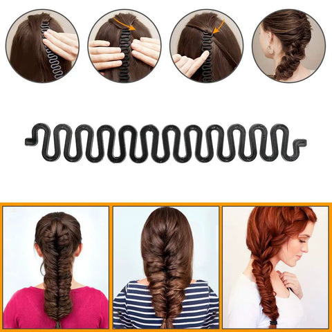 DIY Hair Braiding Tool Kit For Fast Spiral Braids Complete Styling Set with step-by-step braid creation process