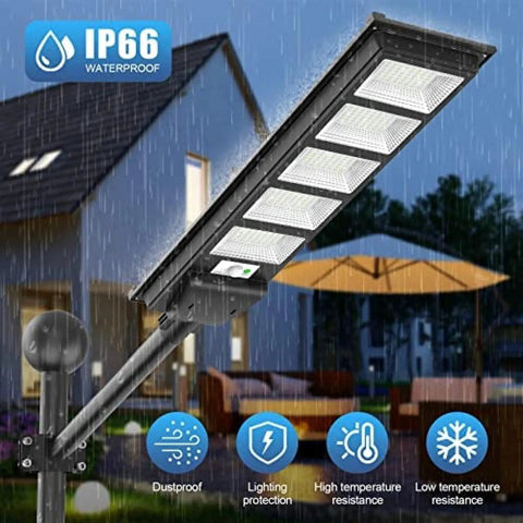 All Season Sun Powered Stunner Solar Outdoor Wall Floodlights With Smart Motion Sensor And Wireless Remote For Driveway Security Dusk To Dawn Drop Dead Bright Led Lighting under rainfall with IP66 waterproof rating