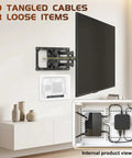 Premium In Wall TV Media Box For Slick Cable Concealment And Hidden Outlet Storage Heavy Duty Structured Wiring Enclosure with internal view.