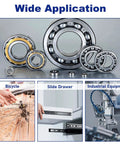 120 Pieces 6mm Stainless Steel Bearing Balls for Bicycle Maintenance and Repairs showcased with applications for bike, drawer, machinery