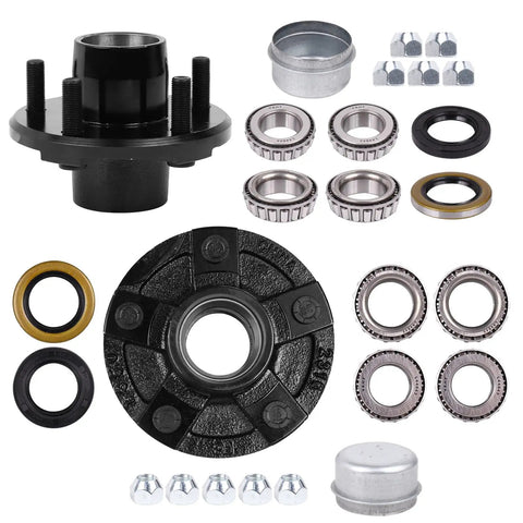 Trailer Hub Kit With 5 On 4.5 Inch Bolt Pattern For 2000 Lb Axles Includes 1 Inch And 1-1/16 Inch Straight Spindle Bearings L44643 L44649