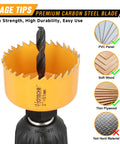 Super Cool 15 Piece Hole Saw Set With 12 Sizes From 3 4 Inch To 3 Inches Plus Two Heavy Duty Arbors And Hex Key For Wood Plastic Soft Metal Home DIY Projects Make Cutouts A Breeze. 51mm hole saw with arbor for PVC panel, soft wood, thin plywood