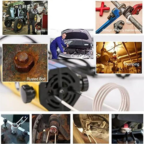 Heavy Ultra Powerful 1000W Induction Heater For Autos Flameless Heat Device That Cracks Open Rusted Bolts Nuts And Bearings Without A Hitch With Led Light 220V in various repair contexts including car garage and plumbing.
