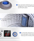 Full Automatic Portable Washer And Dryer Combo Featuring Built In Pump Drain 8 Lbs Compact Laundry Spin Dryer control panel and drum image for easy operation.