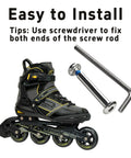 Inline Skate Replacement Screws Kit 12Pcs, 6mm Shaft Hex Socket Screws for Roller Blades with installation tool shown