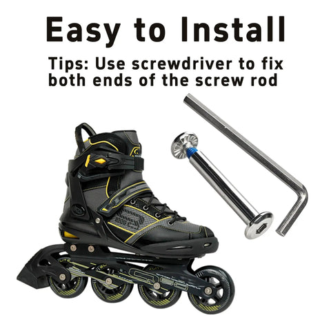 Inline Skate Replacement Screws Kit 12Pcs, 6mm Shaft Hex Socket Screws for Roller Blades with installation tool shown