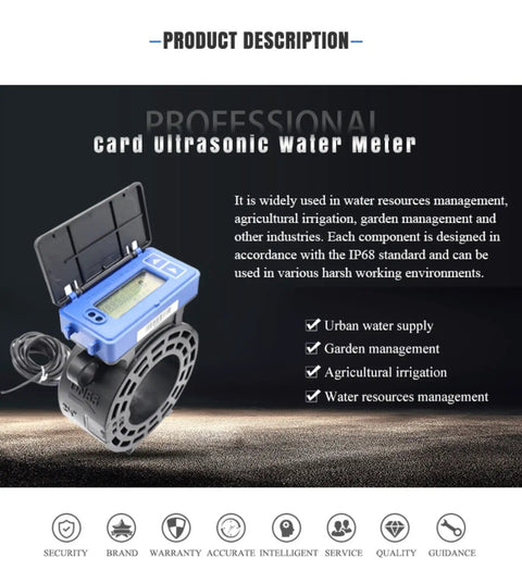 Rugged Workhorse Water Flow Meter With Clamp On Transducers And LCD Display For Precise Ultrasonic Flow Measurement IP68 waterproof