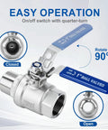 Two Pack Full Port Ball Valve Three Quarter Inch NPT Male To Female 304 Stainless Steel Heavy Duty Shut Off Valve with Lock