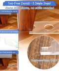 Clear Non Slip Couch Stoppers 2 Pack 9 Inch Universal Furniture Spacers shown during tool-free installation steps. Thick acrylic, 6mm.