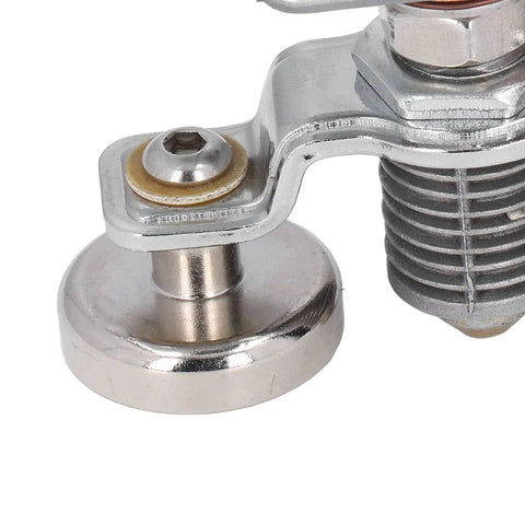 Heavy Duty 200 Amp Magnetic Welding Ground Clamp With RunOn Tab And Brass Nose Connector, silver metallic connector detail.