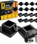 Rock Solid 8 Pack 2X2 Aluminum Square Post Base Flanges With Powder Coated Black Covers, two bases and covers with screws for outdoor use.