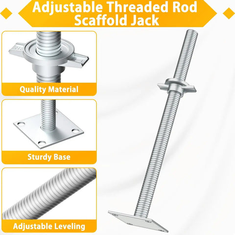 Heavy Duty 17 Inch Adjustable Scaffold Leveling Jacks Four Pack Built Like A Tank For Temporary Work Platforms With No Sweat Height Adjustments And Premium Hollow Steel Core Support