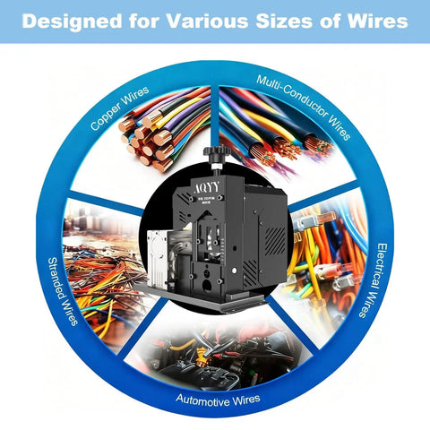 Automatic Electric Wire Stripper Machine For 0.06 To 1.18 Inch Wires, 1.5-25 Mm Scrap Wire Copper Cable Stripping Tool diagram.