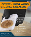 Gloved hand using Cut To Size Staining Pads 2 Pack With Micro Brush Material For Wood Stains And Oil Based Finishes
