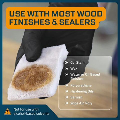 Total Game Changer Wood Stain Pads 10 Pack Precision Applicators showing a stained applicator for various wood finishes.
