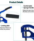 Hand Press Grommet Machine Workhorse with blue comfort handle and limiting bolt for signs, posters, scrapbooking, and leather craft.