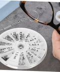Eyeglass Repair Kit With Screws And Mini Screwdriver Components For Quick Fixes To Glasses Sunglasses And Watches with round storage box