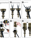 Antique Brass Lamp Rewire Kit With 12 Foot Polarized Cord Rock Solid Socket Replacement and Dead Simple Diy Wiring instructions.