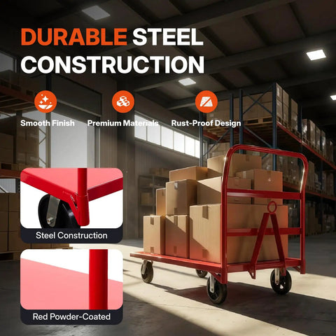 Heavy Duty Tow Behind Flatbed Cart 2000 Pound Load Rating Rock Solid Steel Build Eight Inch Rolling Casters No Sweat Hauling Rig For Warehouse Logistics And Crew Transport Missions