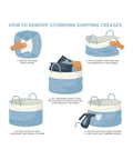 Instructional guide on removing shipping creases from a Black Cotton Rope Storage Basket With Real Leather Handles Big 20x13 Inch Blanket And Toy Organizer For The Living Room Heavy Duty Woven Laundry Basket For Blankets And Toys.