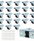 Mini Rigid Caster Wheels 1 Inch Low Profile Fixed Casters With Steel Top Plate Non Swivel For Drawers And DIY Projects