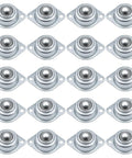 20 Pcs Carbon Steel Ball Transfer Units Set Screw Mounted Roller Ball Bearings layout on white background