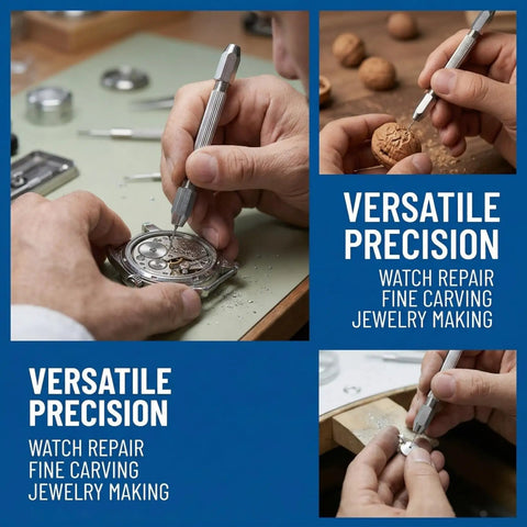 Top Shelf 6 Piece Double Ended Pin Vise Kit For Jewelry Making And Wire Twisting, hands using precision tools for detailed work.