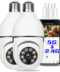 2 Pack Light Bulb Security Camera With Dual Band 2.4G And 5G WiFi, 1080P E27 Socket, Indoor Outdoor 360 Degree View, phone app