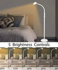 Three In One LED Floor Lamp Desk Lamp Clamp On With Remote Control Dimmable Five Brightness Levels in white bedroom and living room