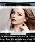 Sun Visor Vanity Mirror With 60 LEDs And 3 Light Modes, Rechargeable Dimmable Touch Screen installed in car showing woman